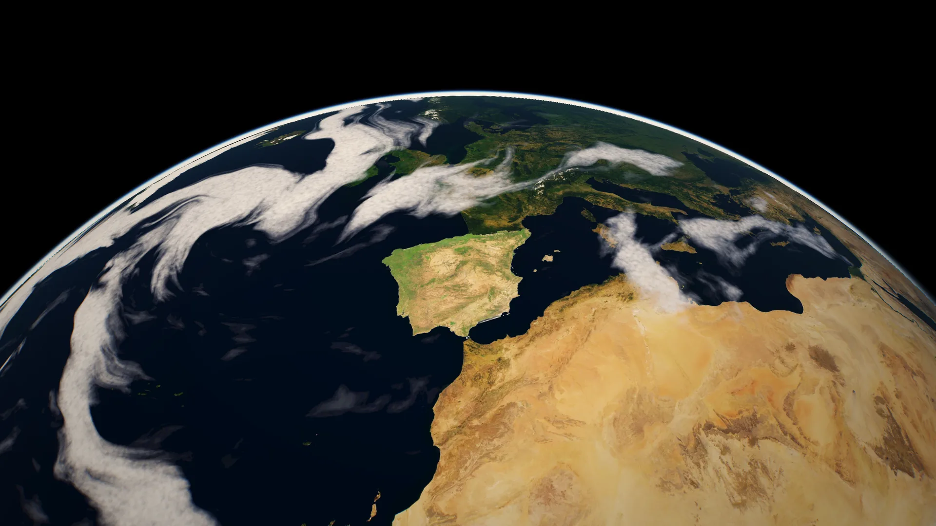 La Tierra vista desde el espacio, con España y Europa
